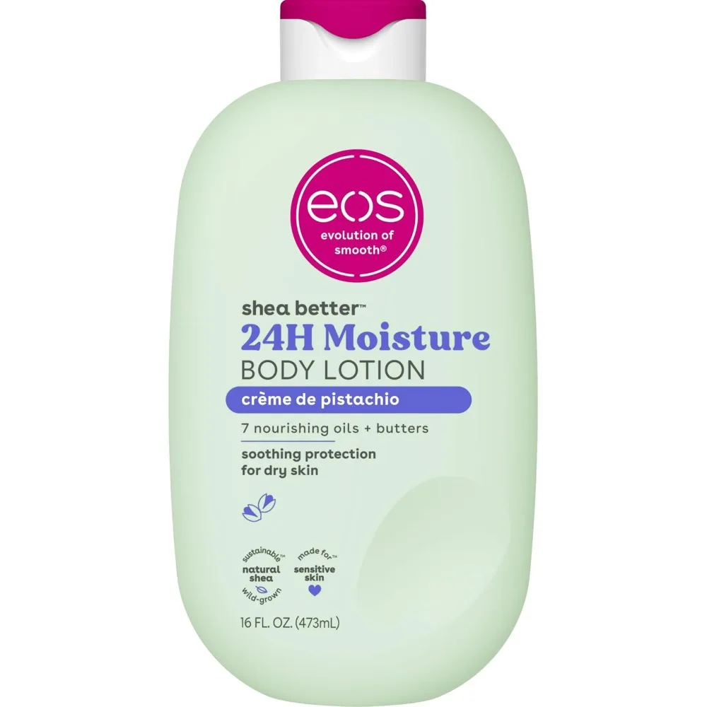 Loción Corporal Humectante 24 Horas con Manteca de Karité Natural, Fórmula Ligera No Grasosa, Aroma Cremoso a Pistacho, Cuidado Vegano para la Piel, 16 fl oz
