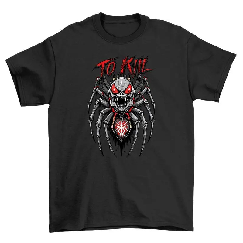 Gothic_71 Spider Skull T shirt Creepy Cool Unleash Your Dark Side with this