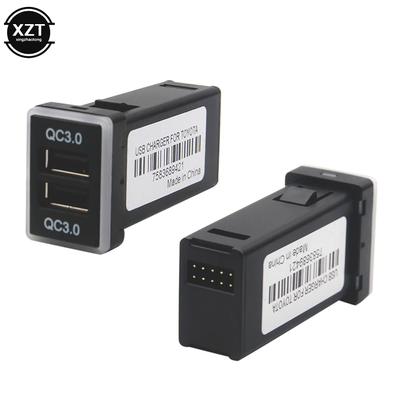 QC3.0 szybka ładowarka USB do samochodu TOYOTA Camry Land Cruiser 200 RAV4 Corolla smartfon Adapter szybkiego ładowania akcesoria LED