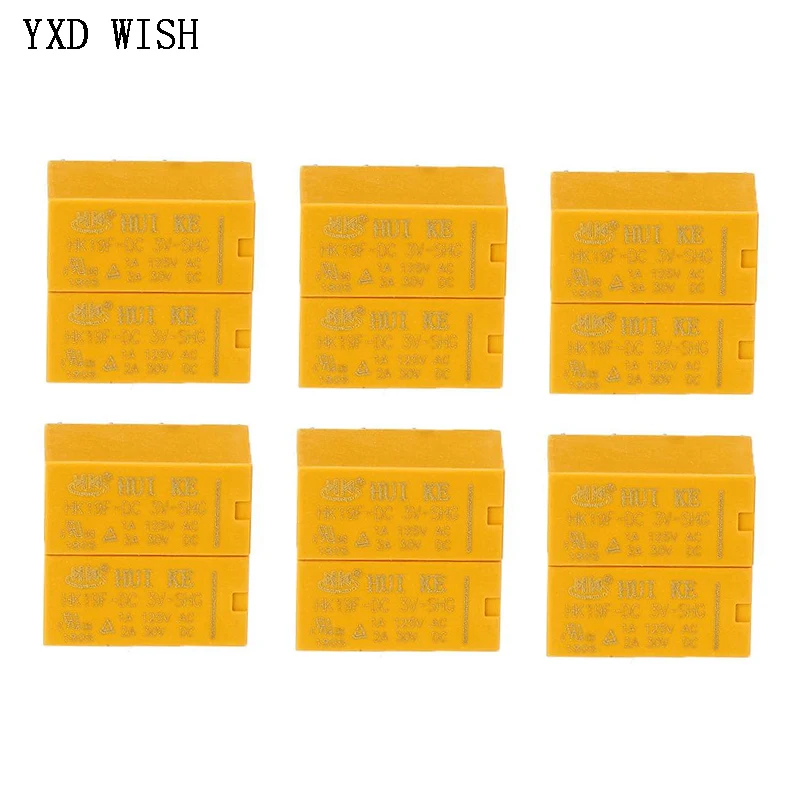5pcs Relay HK19F-DC 3V 5V 9V 12V 24V -SHG 8PIN Relay Coil DPDT 8 Pin 2NO 2NC Mini Power Relays PCB Type HK19F-DC5V-DC12V-SHG