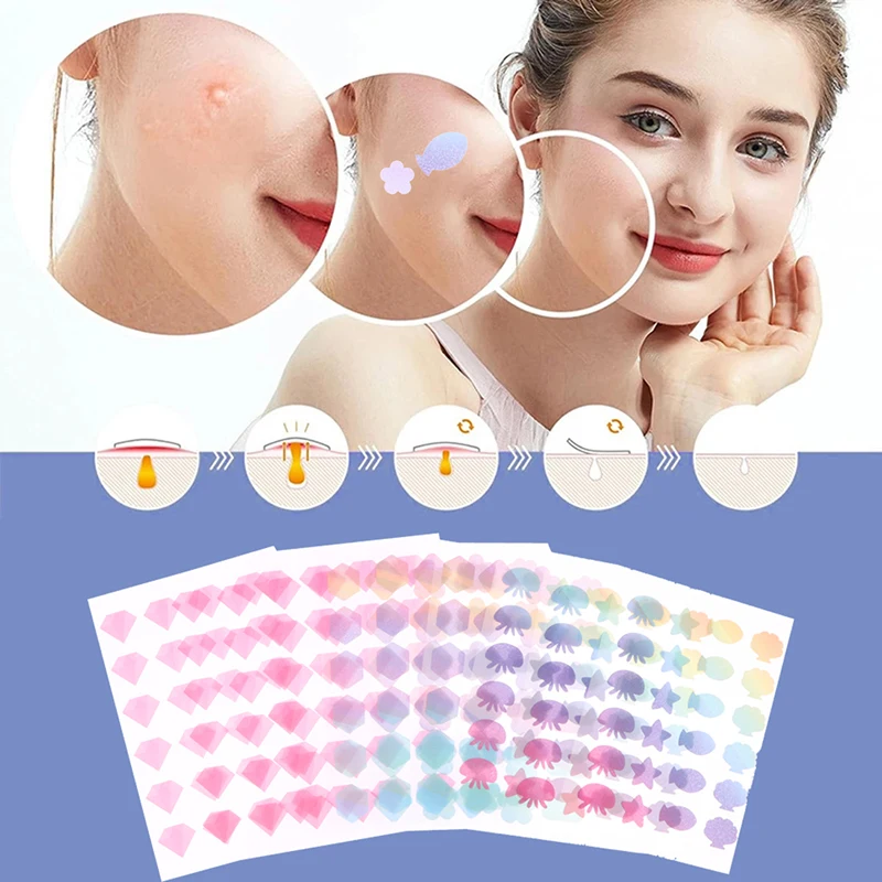 

3 Sheets Colorful Flowers Jellyfish Acne Patches Breathable Acne Removal Absorb Secretions Anti Infection Concealer Tool