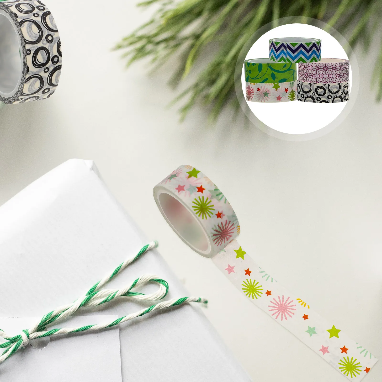 مجموعة شريطٌ لاصق متنوعة للحرف اليدوية لتغليف الهدايا DIY الديكور شريط ورقي لاصق طراز قديم تصميم نابض بالحياة لا بقايا #6