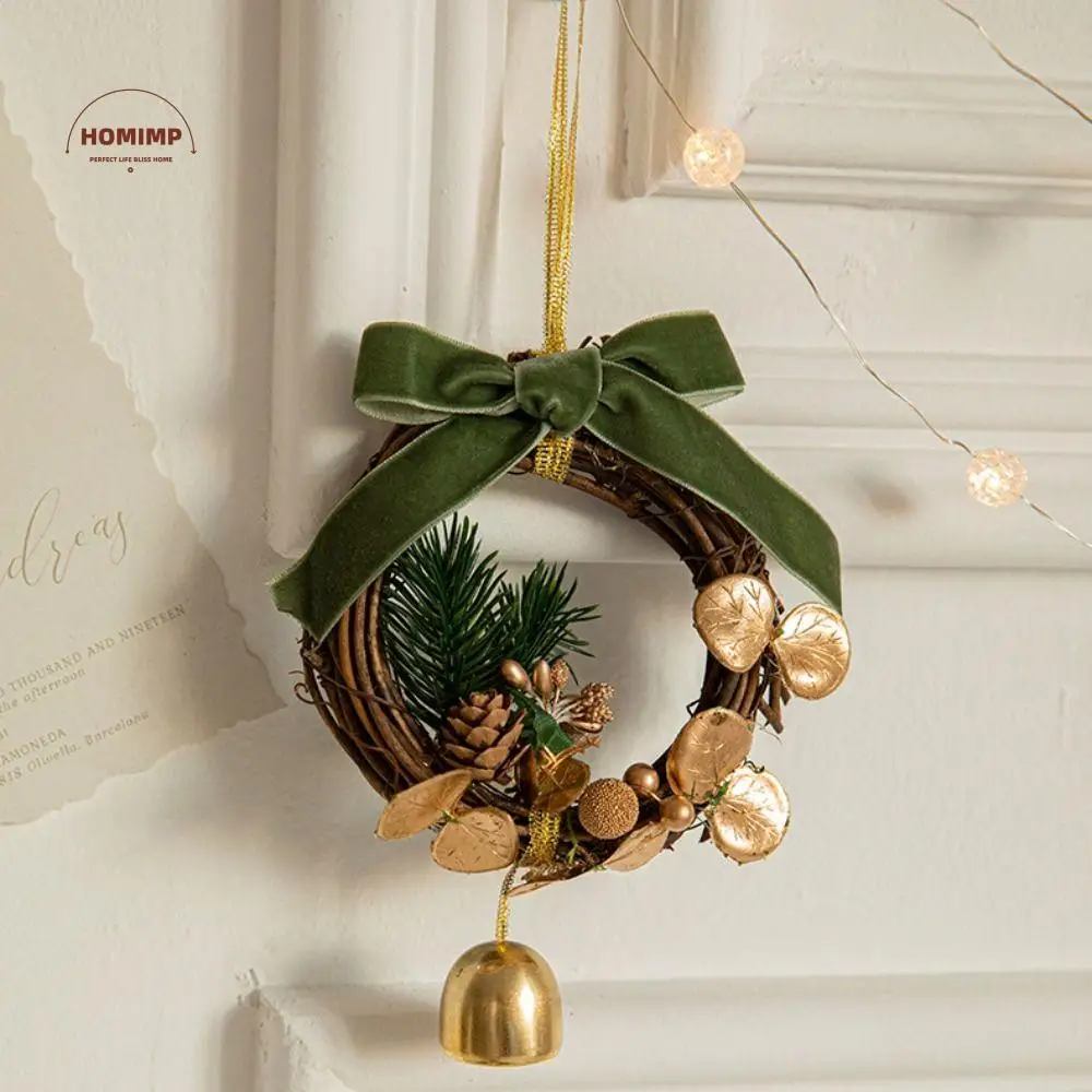 

Artificial Christmas Wreath Pendant Creative Exquisite Bow Glowing Flower Wreath Simulated Reusable Hanging Ornament Outdoor