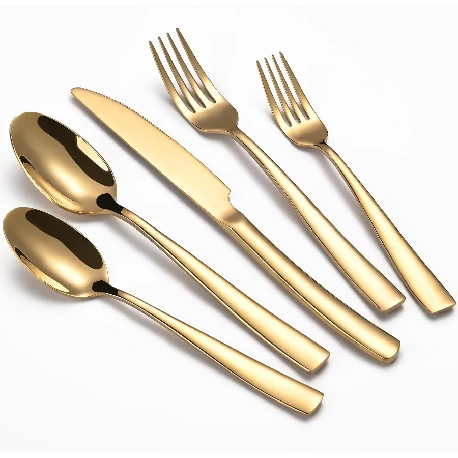 

40Piece Gold Silverware Set Heavy Duty Stainless Steel Flatware Cutlery Set Service for 8 FoodGrade Utensil Sets for Home Resta