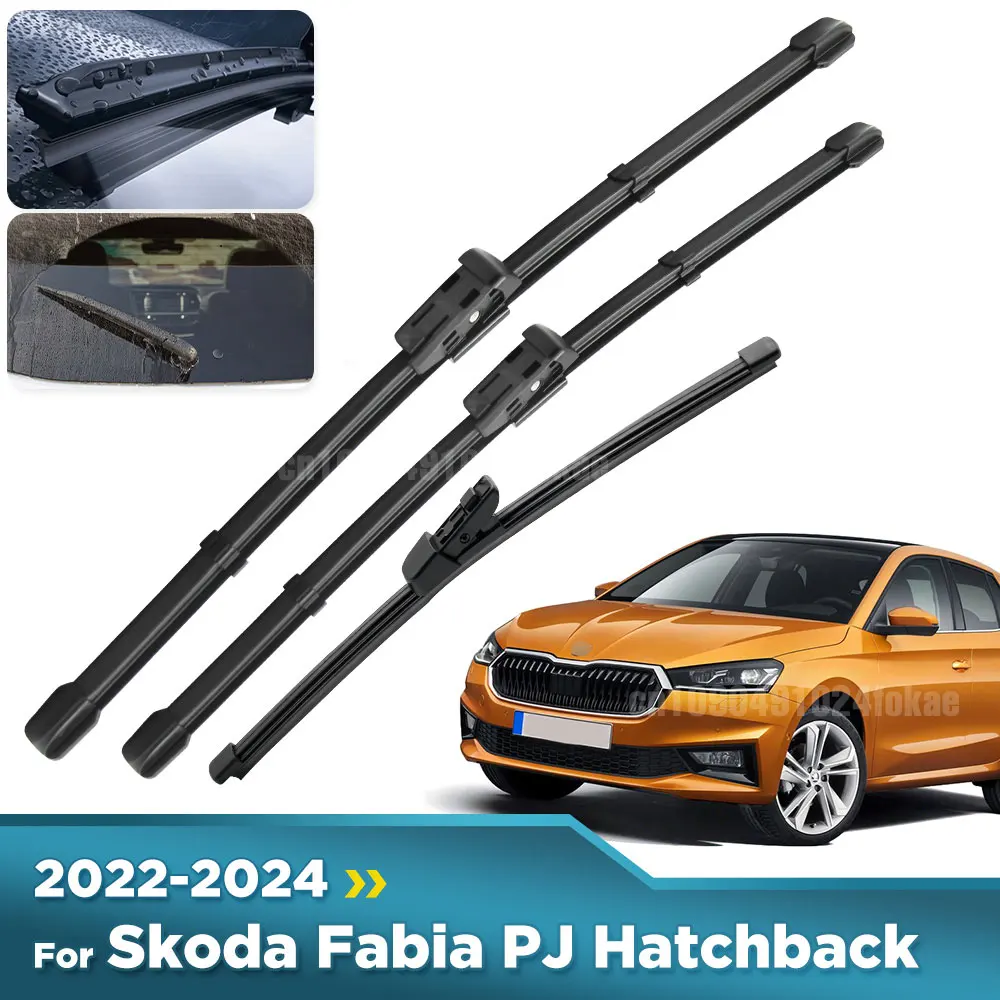 WipeWave 3-Piece Wiper Blade Set For Skoda Fabia 2014-2022 – Front & Rear – Frameless SlimTop