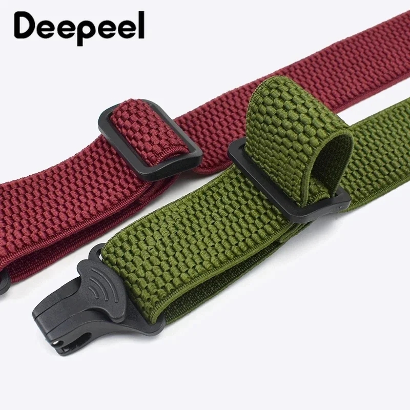 Deepeel-pantalones informales con 4 clips para hombre y adulto, 3,5x120cm, abrazadera de plástico a rayas en forma de X, tirantes elásticos, accesorio de costura