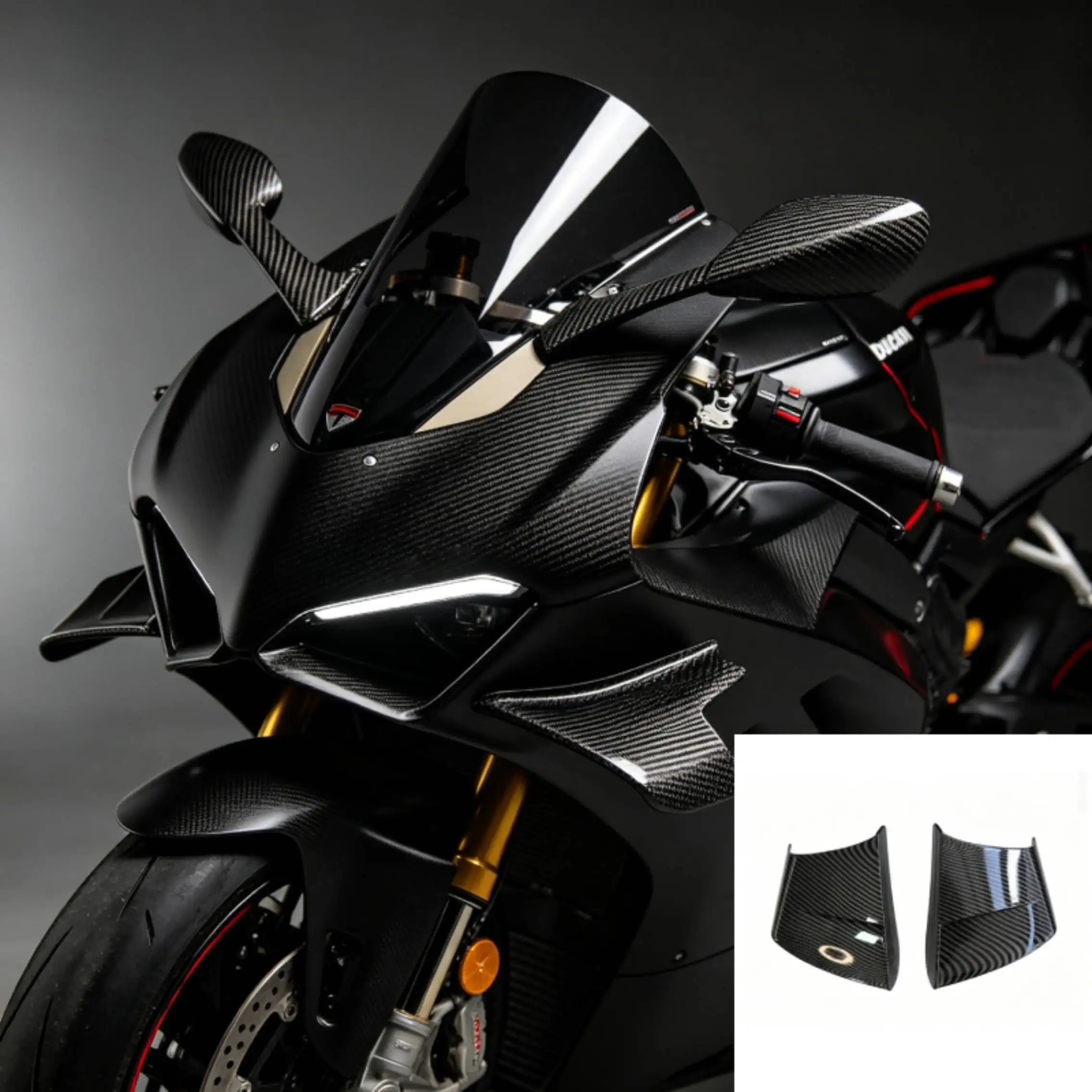 1 Pair Universal Motorcycle Carbon fiber pattern Aerodynamic Winglet Spoiler Side Wing Kit For Kawasaki Ninja Yamaha YZF Series