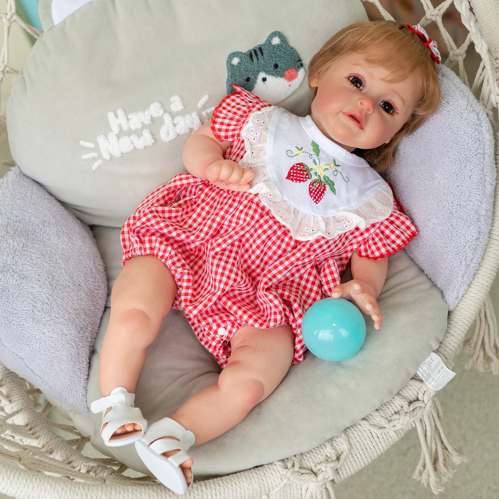 

Huge Baby Reborn Toddler Girl Doll Soft Cuddly Body Lifelike 3D Painted Skin with Visible Veins Collecitle Art Doll