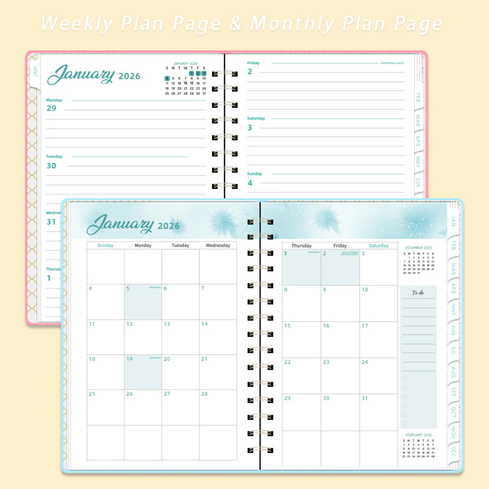 Winter Holiday 12 Months Planner Daily Monthly Schedule Organizer 2026 Yearly Calendar Dated Agenda Book Desktop Notepad