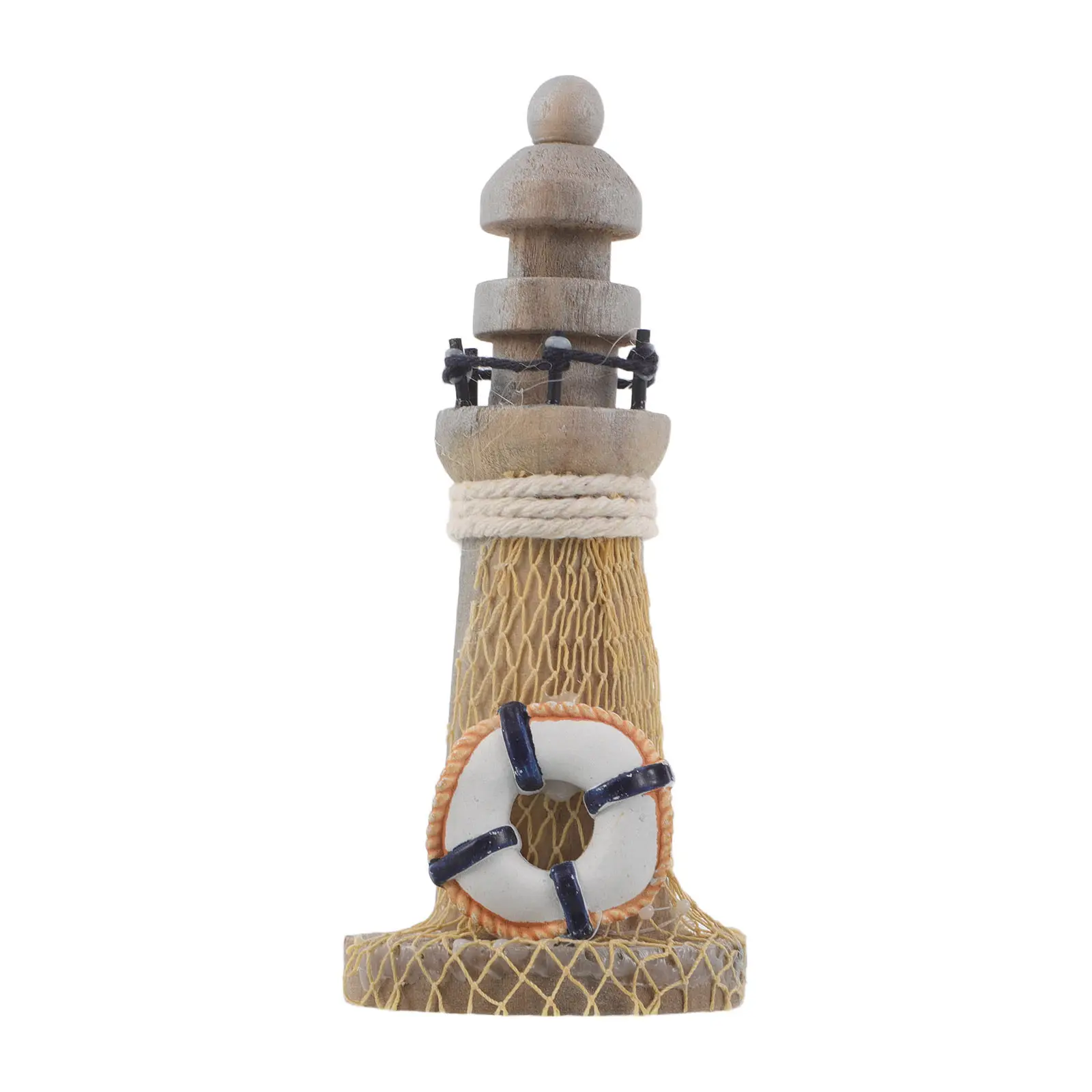 Miniature Lighthouse Decor Nautical Wooden Coastal Lighthouse Ornament Desktop Ocean Themed Shelf Decoration Fish Tank Nautical
