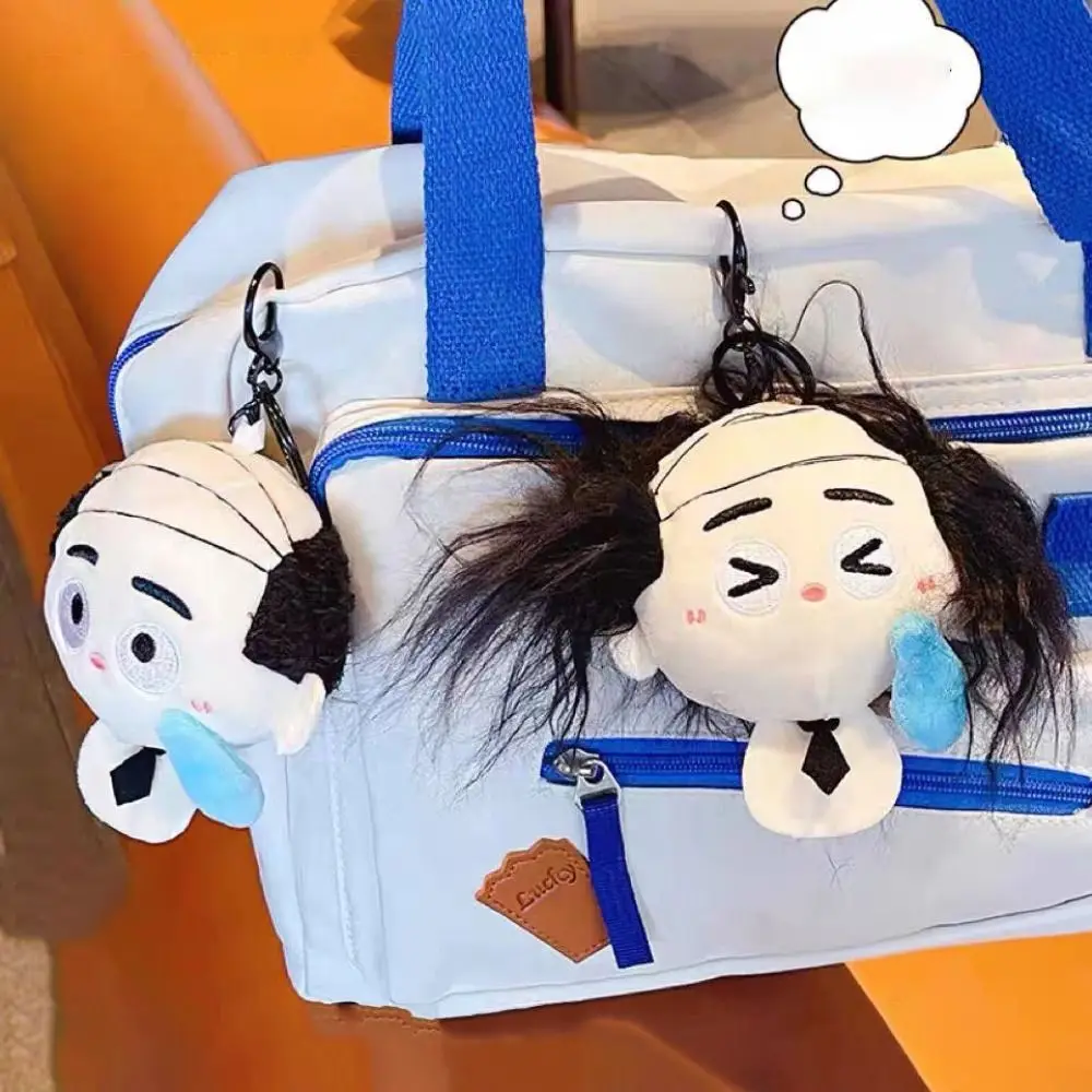 Engraçado dos desenhos animados de pelúcia chaveiro criativo macio calvície boneca pingente diy boneca de pelúcia trabalhador brinquedos de pelúcia mochila decoração