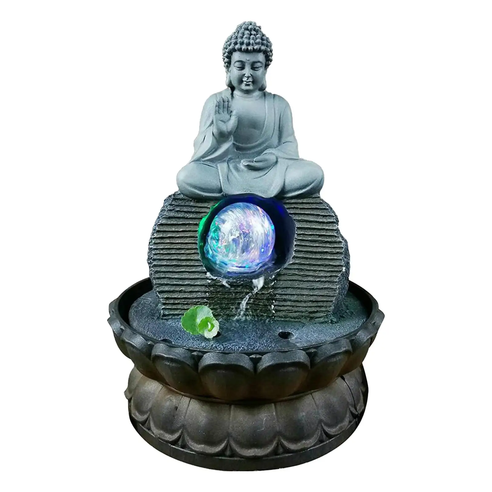 Fountain with LED Lights Decors Desktop Indoor Outdoor Resin Statue for Backyard Garden Patio Exterior Bedroom