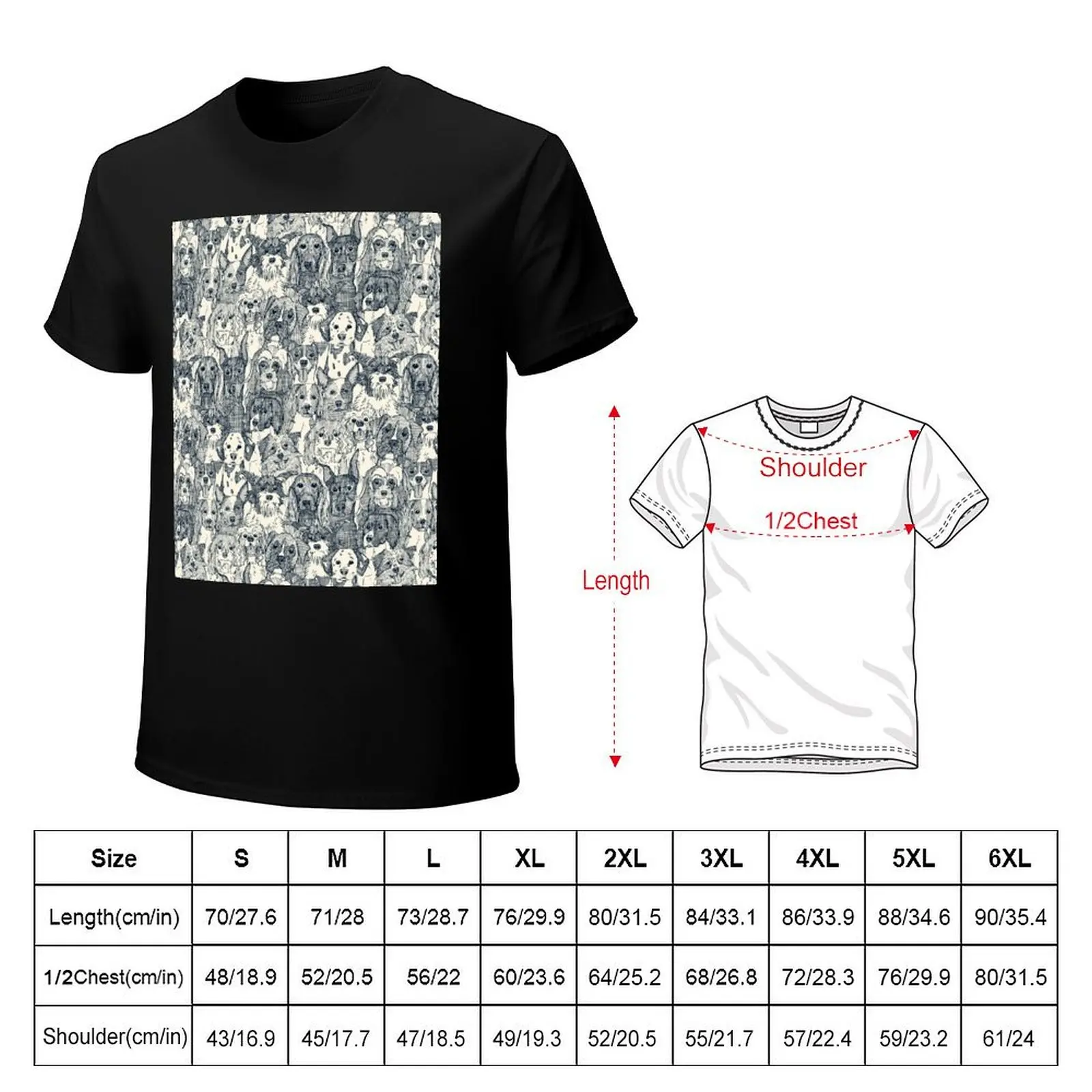 dogs aplenty indigo pearl T-Shirt Work Wear Simple Tee Shirt