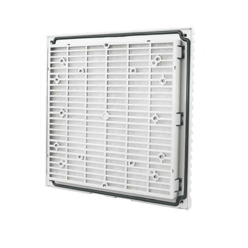 مروحة تهوية 255 × 255 مم 24 فولت/12 فولت تيار مستمر AC220V RAL7035 مروحة فلتر الهواء مع مروحة تبريد 172 مم للوحة المفاتيح والغلاف