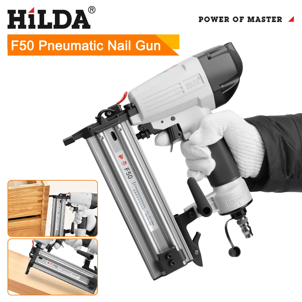 HILDA F50 Air Pneumatic Stapler Gun Heavy Duty Upholstery Nailer Stapling Tool Multifunctional Woodworking Home Decoration Tool