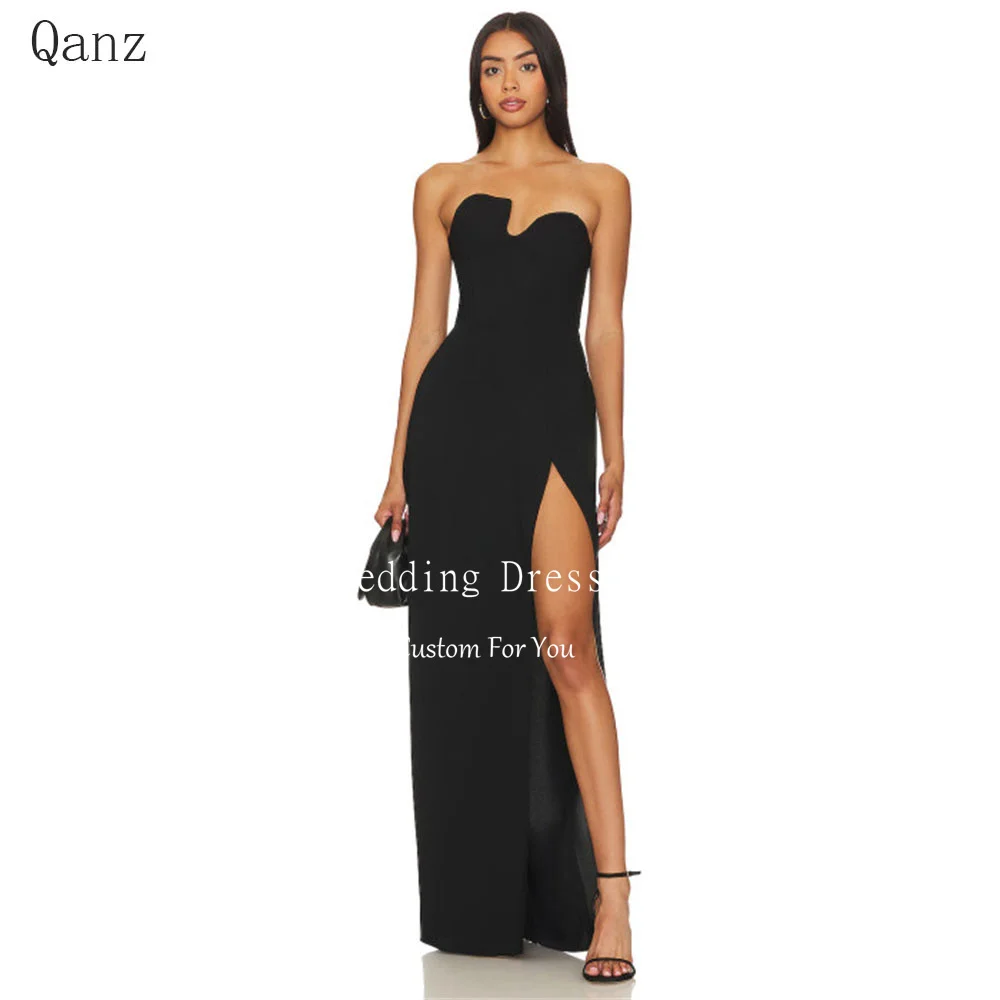 

Qanz Sexy Black Mermaid Evening Dresses for Women Modern Sleeveless Leg Split Formal Occasion Dress Long Prom Gowns Customized