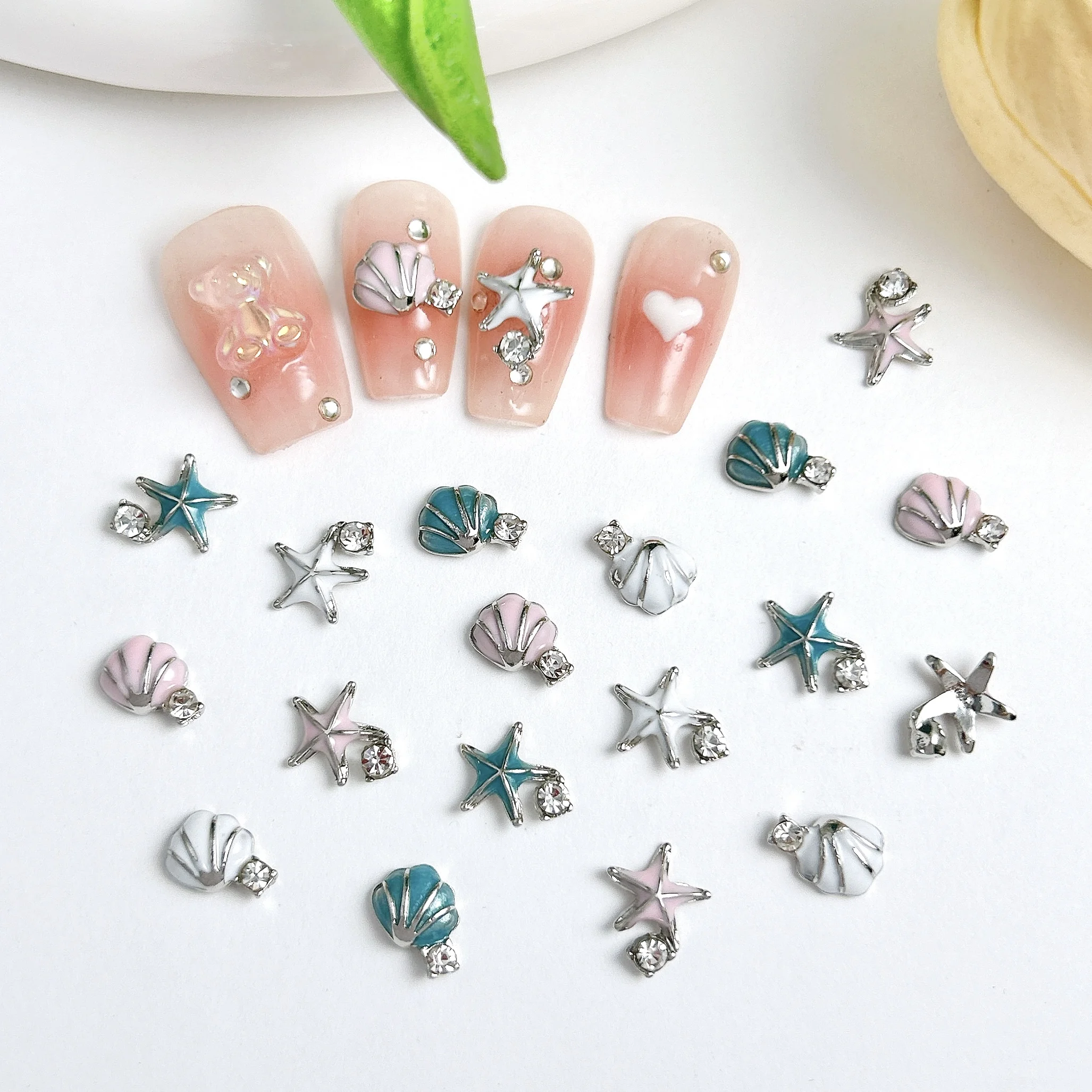 

15 шт. изысканные креативные подвески из сплава в виде морской звезды для дизайна ногтей 3D красочные ракушки мини-стразы украшения для ногтей DIY маникюрные поделки