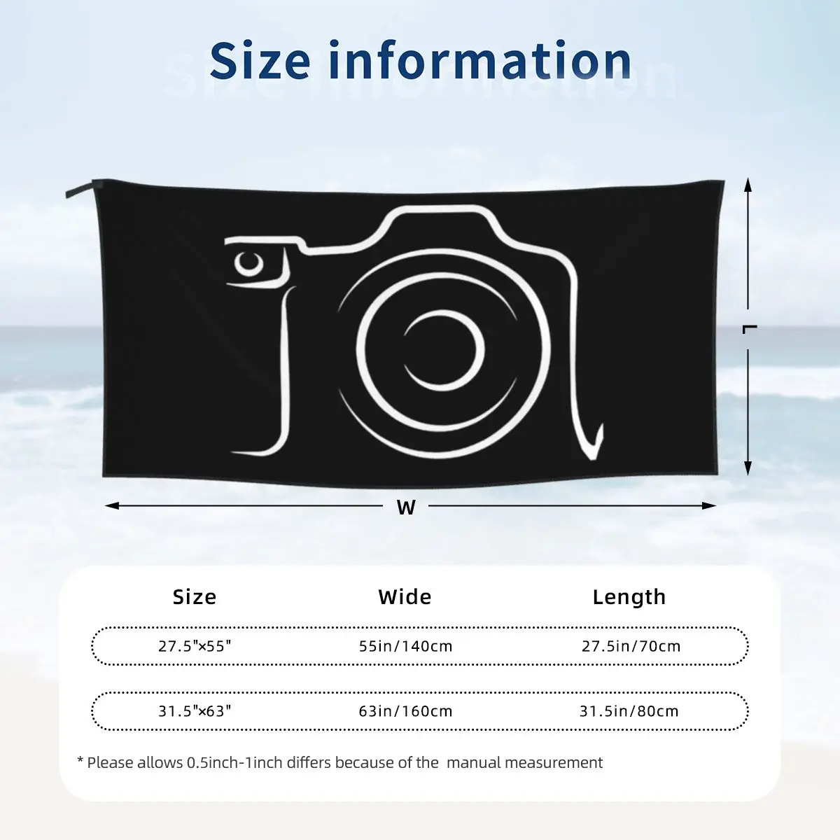 Photographer HeartBeat Photography Camera Beach Towel Soft Microfiber Quick Dry Absorbent Quick Towels For Yoga