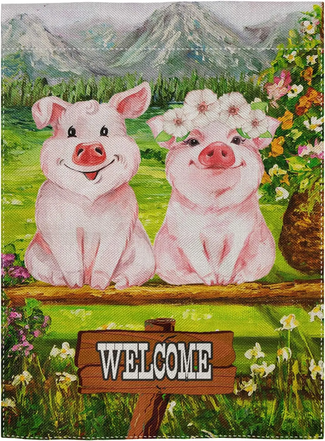 Decorative Outdoor Double Sided Funny Pig Garden Flag Welcome Quote, House Yard Flag, Garden Yard Decorations, Seasonal Outdoor