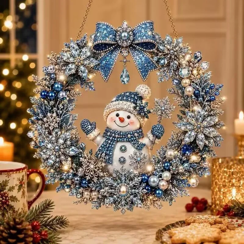Christmas Diamond Painting Handmade DIY Pearl Diamond Listing Pearl Painting Flower Wreath Christmas Tree Home Decoration