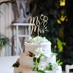 YOMDID 1pc Mr & Mrs Wedding Cake Topper Cake Decoration In Wood Wedding Graduation Anniversary Birthday Decor Wedding Supplies