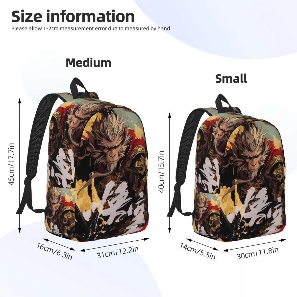 Mochila clásica Black Myth Wukong Monkey King, bolsa de lona para ordenador portátil, regalo para estudiantes, senderismo, viajes, juego chino, 2024