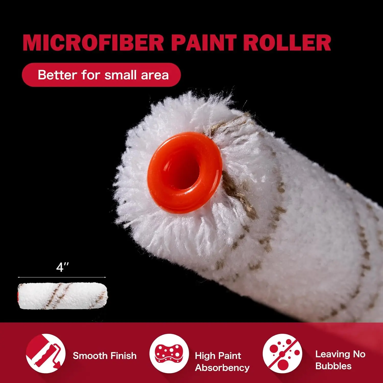 13 Piece Mini Paint Roller Kit with 4-Inch Microfiber Rollers, Ergonomic Handle, Paint Tray & Liners for House Painting and view 4