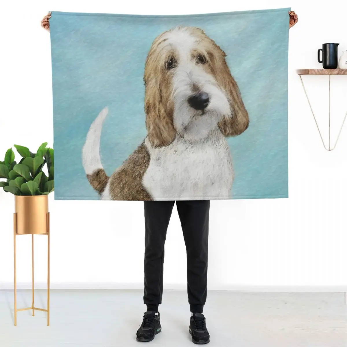 Grand Basset Griffon Vendeen - Original Dog Art Throw Blanket Multi Use Warm Blanket for Living Room Bedroom