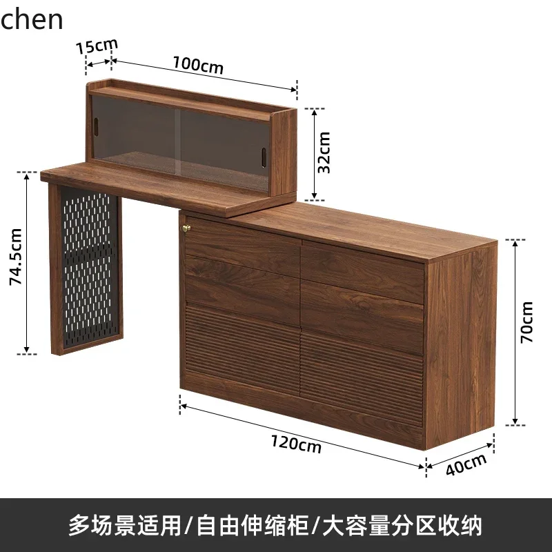 H1 Solid Wood Dressing Table and Chest of Drawers Integrated Vintage Style Bedroom Bedside Cabinet Storage Cabinet