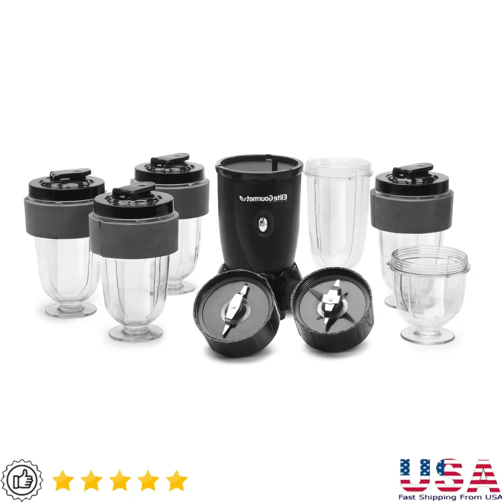 

17 Piece Personal Drink Blender with 4 Spill Proof Travel Cups Powerful Motor Easy Clean Up Smoothies Shakes Grinding Chopping