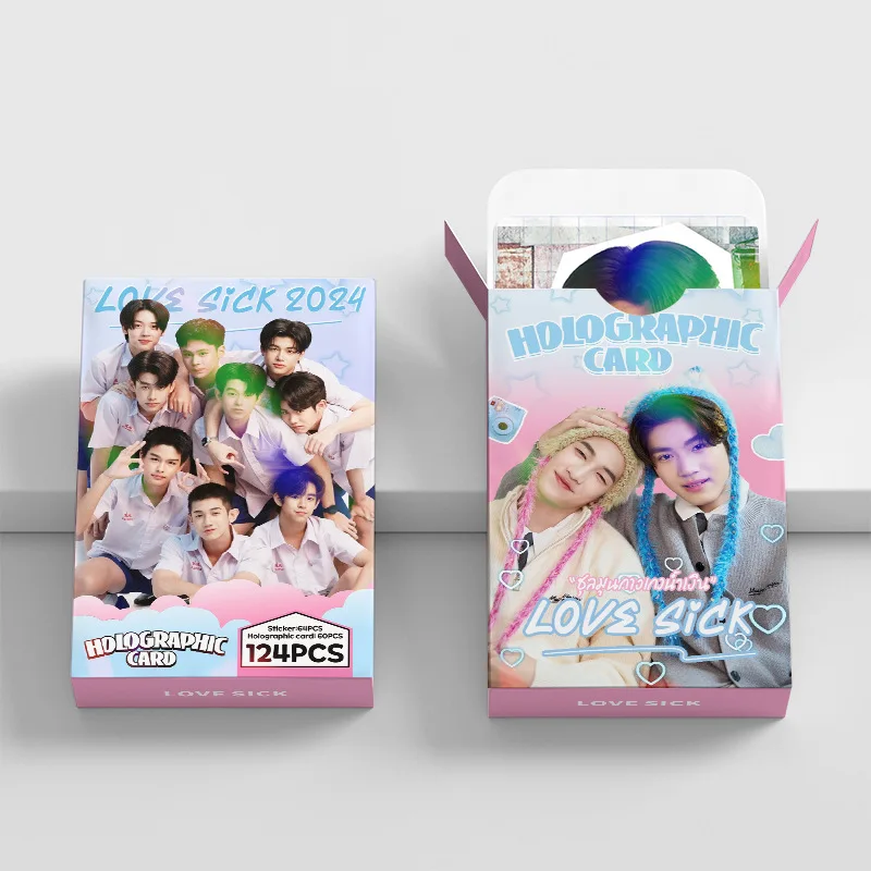 

124PCS Thai Drama Love Sick Photo Cards Set AlmondProgress CP Laser Lomo with Stickers Fans Collectible Gift