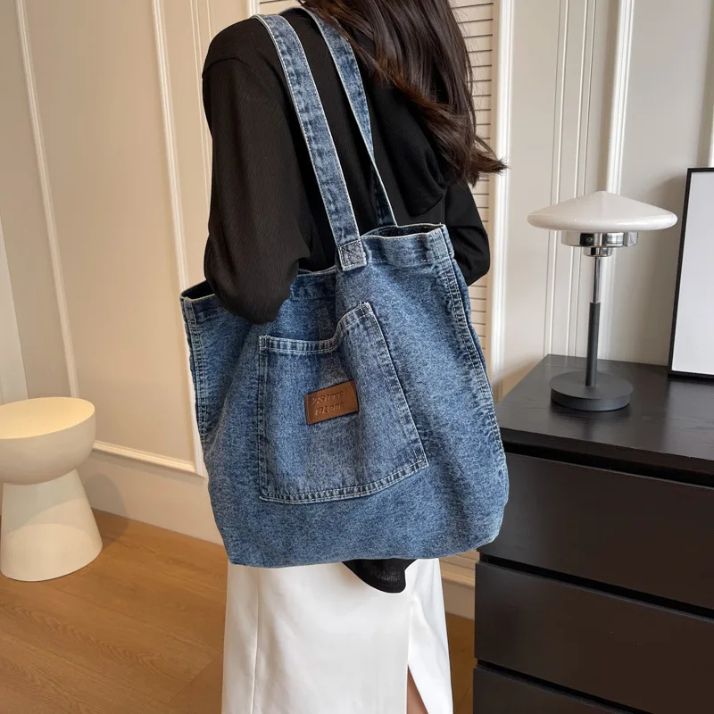

Women's Shoulder Bag Fashion Hand Bags Denim Canvas Wallet Portable Tote Handbags for Daily Commute