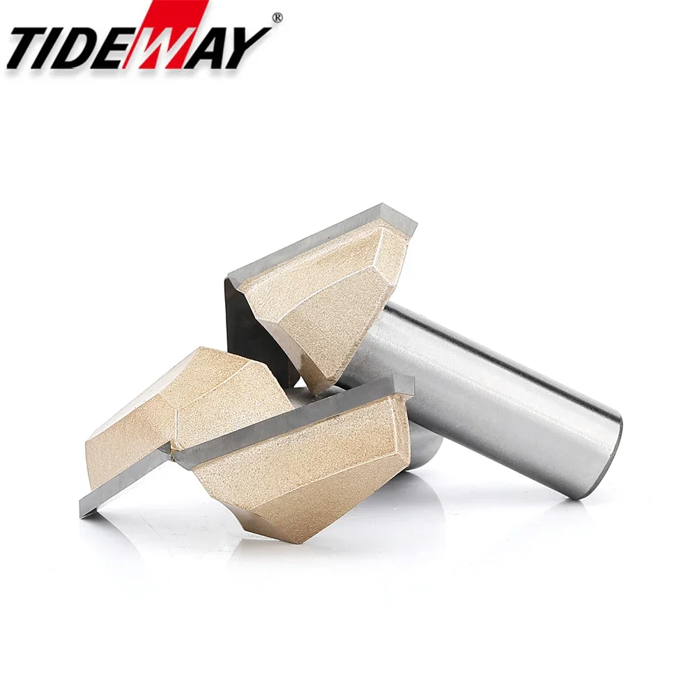 Tideway V Groove Router Bit 120° 150° Double Flute Chamfer Bevel Bit Woodworking Tools Engraving Slotting Cutter for Wood CNC