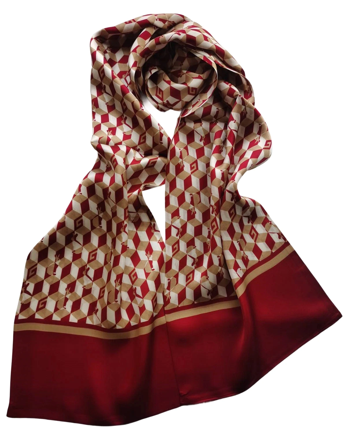 Мужской длинный шарф из 100 шелка с квадратным узором, деловая рубашка с галстуком, красный, синий, двухслойный