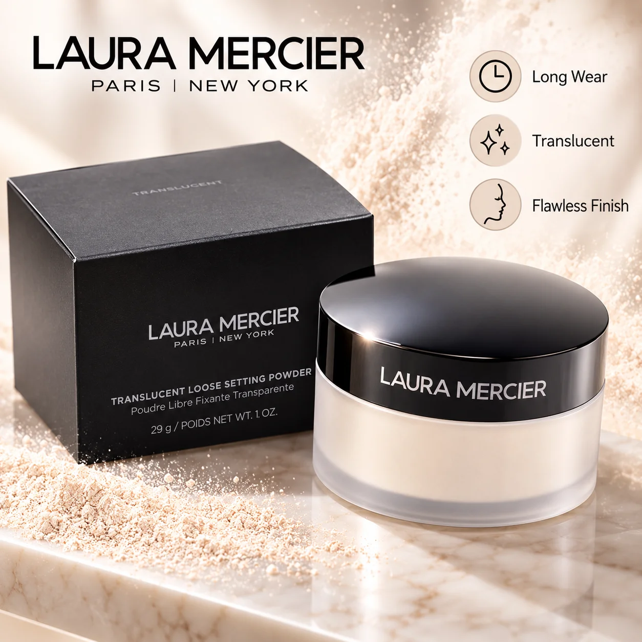 Face Setting Powder With Soft Focus Transparency, Loose Lightweight Texture For Natural Looking Makeup And Long Lasting Wear Use