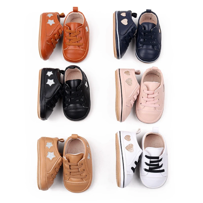 Spring Autumn Baby Shoes Non-slip Soft Rubber Soled Toddler Prewalking Cute Love Stars Newborn Casual Shoes for Boys Girls