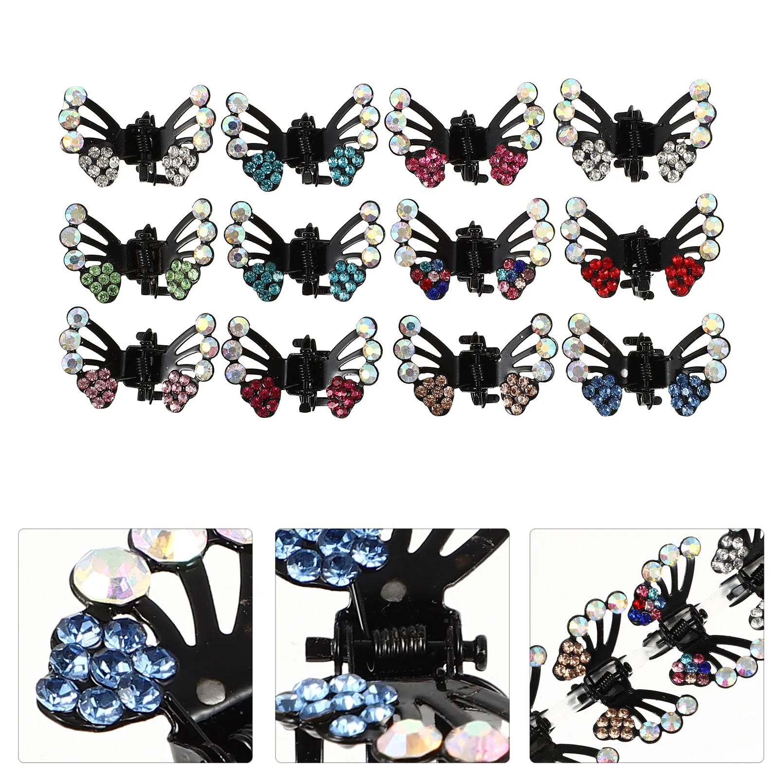 

36pcs Crystal Clips Rhinestone ABS Durable Hair Claw Clamp Women Kids Hairstyle Small Hair Claw Accessories Small Clasp
