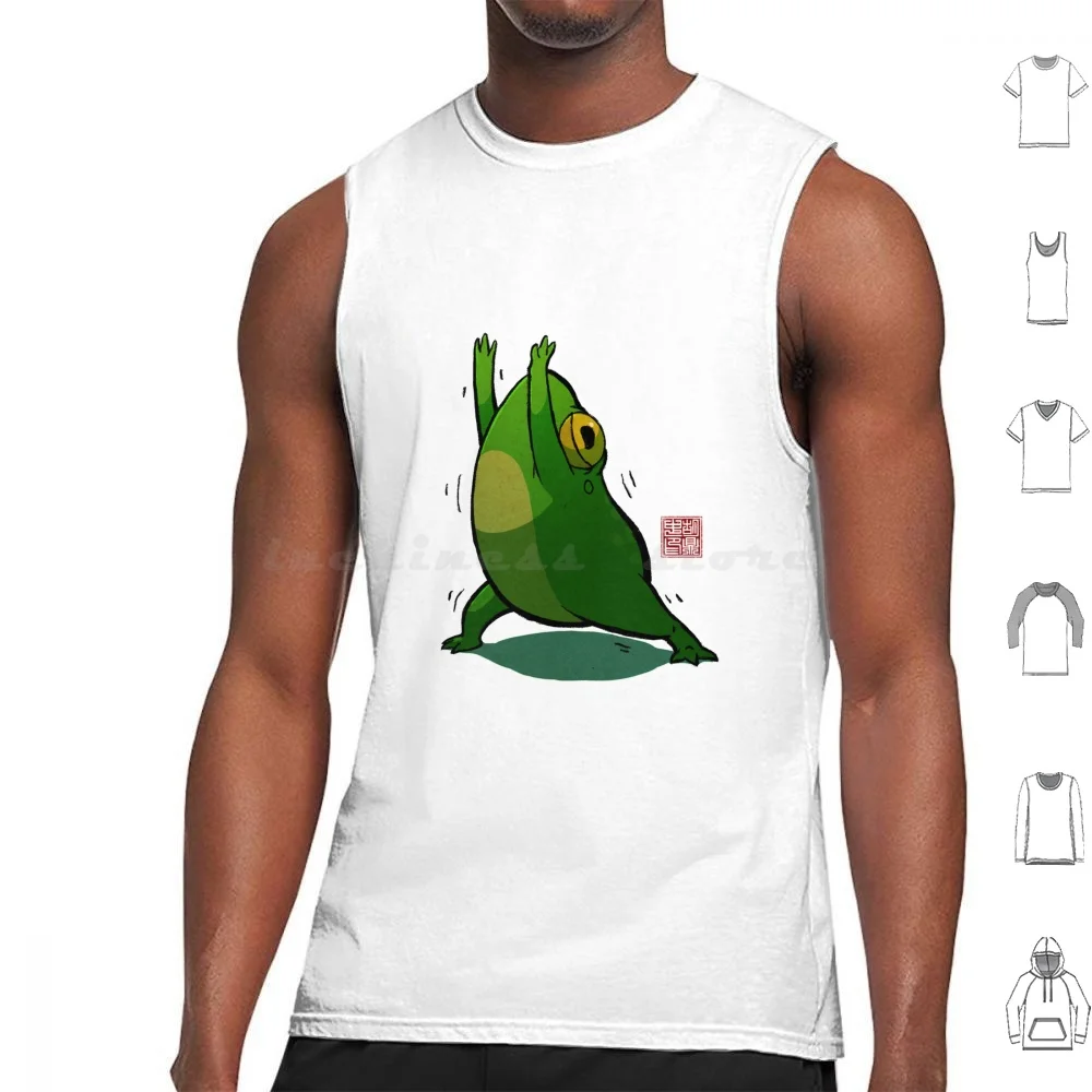 Yoga Frog Pose Tank Tops Vest Sleeveless Frog Frogs Cute Yoga Chonk Round Cottagecore Dinghuart Ding Hu Exercise Health Froggy