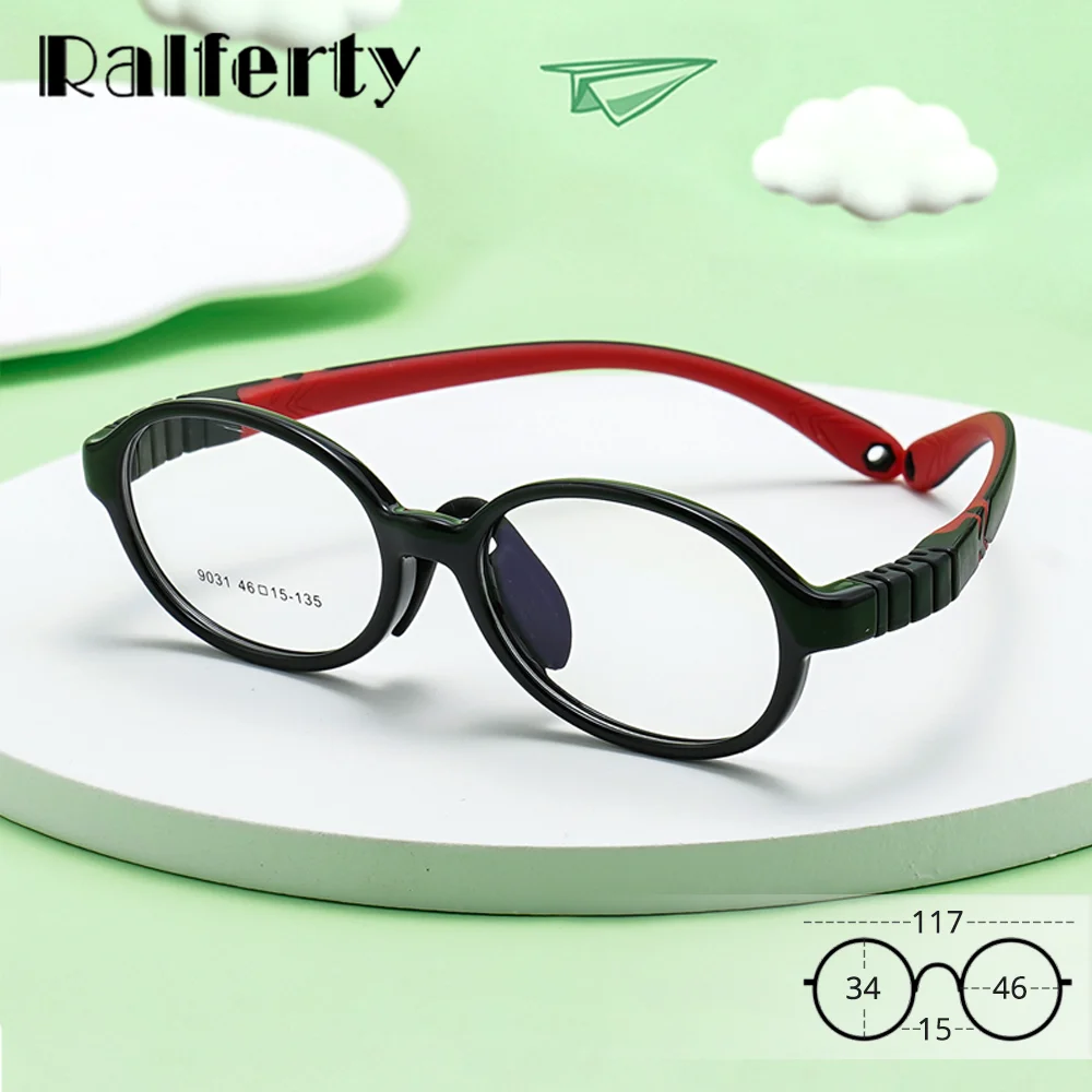 Ralferty Unbreakable Silicone Children Glasses Frame Ultra-light Small Oval Frame For Optic Prescription Zero Boys Girl Style 46