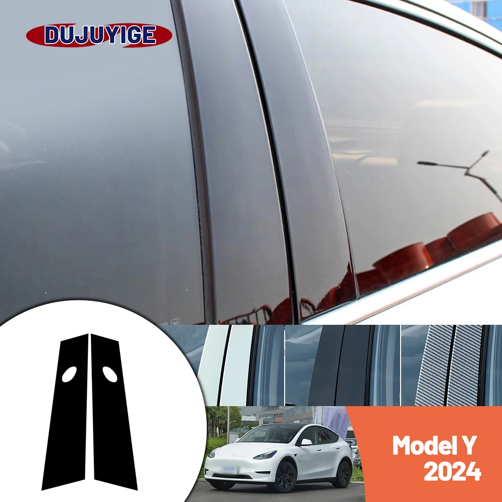 

Bright black carbon fiber door and window B C Pillar sticker suitable For Tesla Model Y 2024