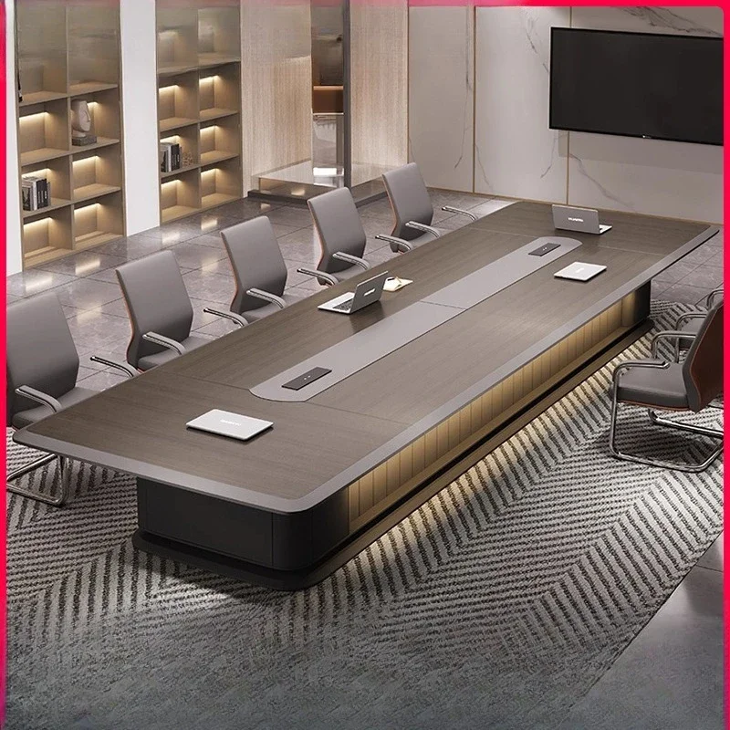 Large office conference table, long table, simple modern conference room negotiation table, high-end light luxury meeting pai
