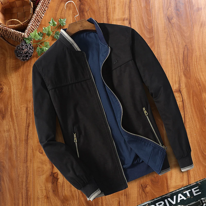 

Spring and Autumn Men's Multicolor Optional Double Sided Jacket Baseball Collar Zipper Thin Casual Home Fashion Jacket for Men