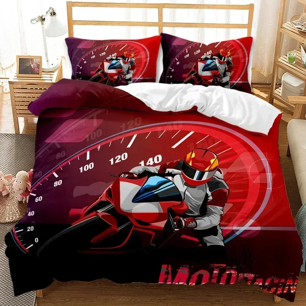 

Motorbike Duvet Cover Set Motocross Rider Racing Motorcycle Dirt Bike Bedding Set Vehicles Extreme Sports Polyester Quilt Cover0