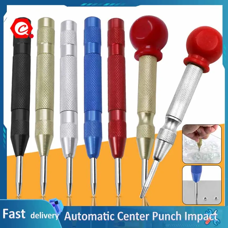 

Automatic Center Punch Impact Spring Loaded Adjustable Tension Drilling Marking Tool Metal Glass Wood Press Dent Marker