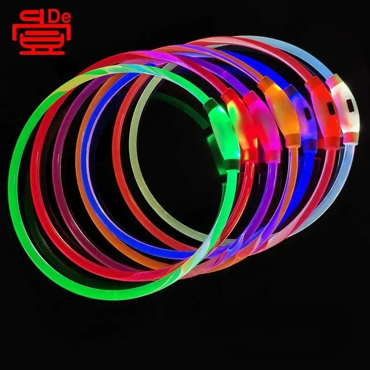 Pet Flashing Collar USB Rechargeable Dog Glow-in-the-Dark Collar Cuttable LED Glow-in-the-Dark Cat Collar