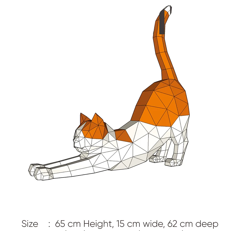 늘어난 고양이 종이 모델, 홈 장식, 책상 장식, 계단 장식, 3D 종이 공예 퍼즐, 교육용 DIY 장난감, 62cm