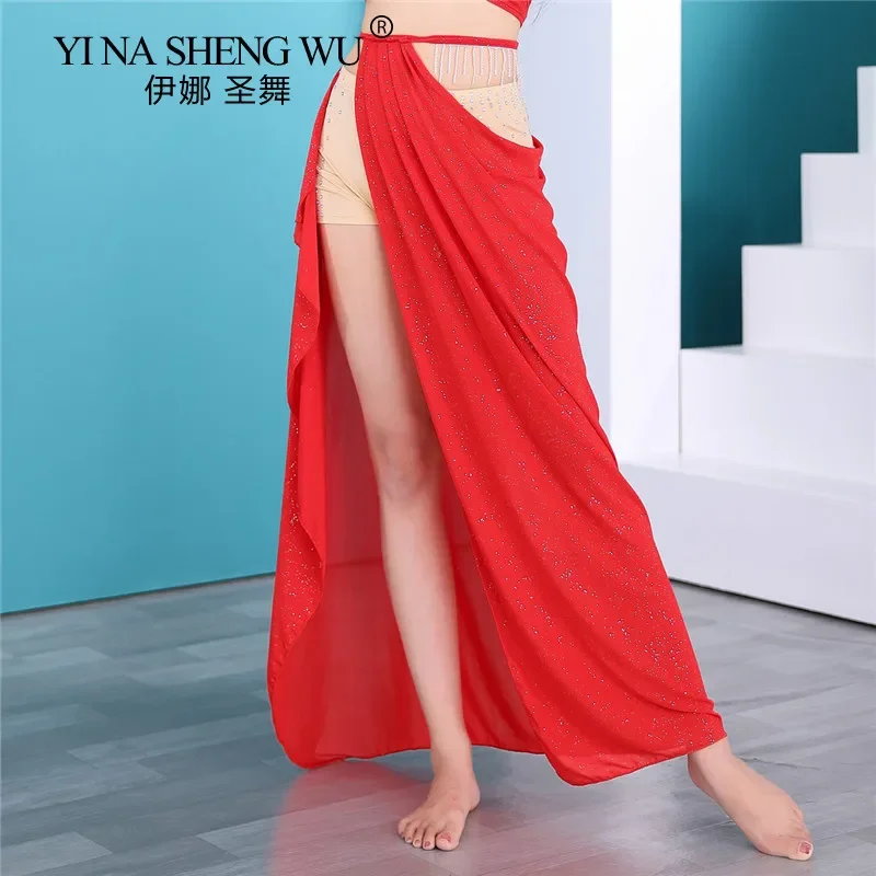 Belly Dance Top Women Elegant Training Suit Split Long Skirt Professional Performance Practice Outfit Adult