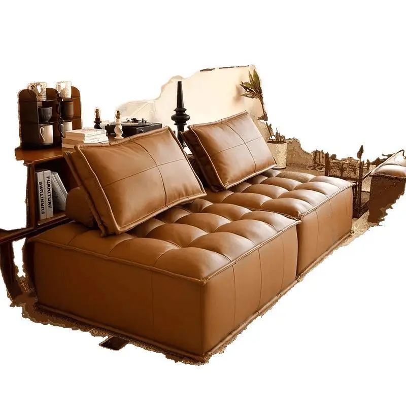 

Living room small apartment tofu block sofa, retro, square combination sofa