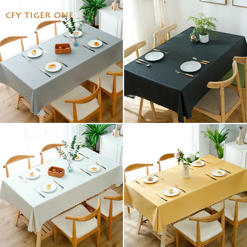 

PVC Japanese Solid Tablecloth Antifouling Rectangular Tablecloth Washable and Oil Resistant Coffee Table Mat Table Cover