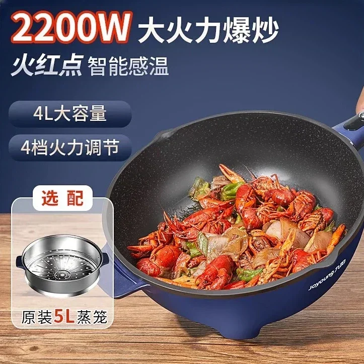 Olla para freír eléctrica multifuncional, olla caliente eléctrica integrada para cocinar al vapor y freír, nueva